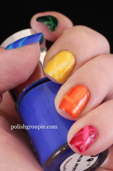 Rainbow Laser Tape Nail Art