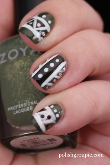 tribal nail art with Zoya Yara and Zoya Codie