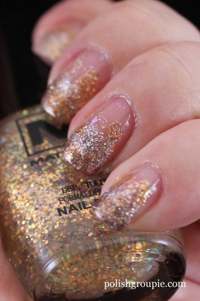 U2 Silver and Gold Glitter Gradient nail art