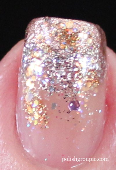 U2 Silver and Gold Glitter Gradient nail art