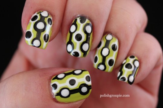 Black and White Retro Dot Nail Art with Color Club Tweet Me