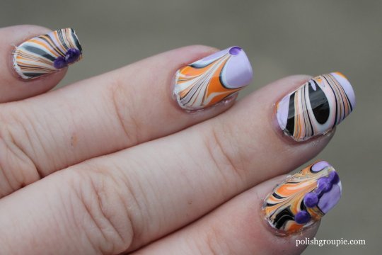 Halloween Water Marble Nail Art