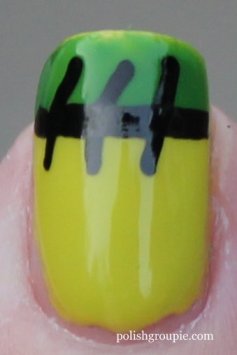 Frankenstein French tips Halloween nail art