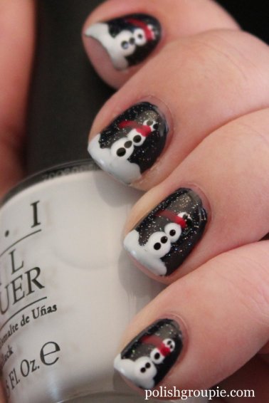 Christmas/Winter nail art: Snowmen
